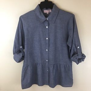 Hanna G Chambray Peplum Top Size M